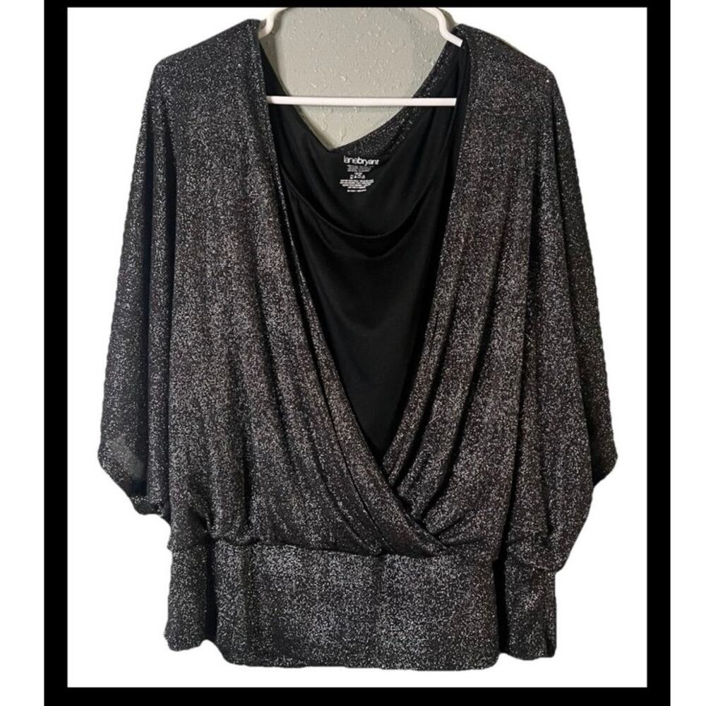 Lane Bryant 18/20 Silver & Black Women’s Tunic Top Feminine Boho Flowy Office
